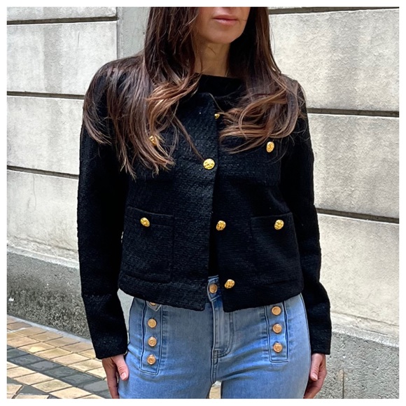 ShopEvelynne Jackets & Blazers - 01 POSH LIVE PARIS CHIC GOLD BUTTON JACKET